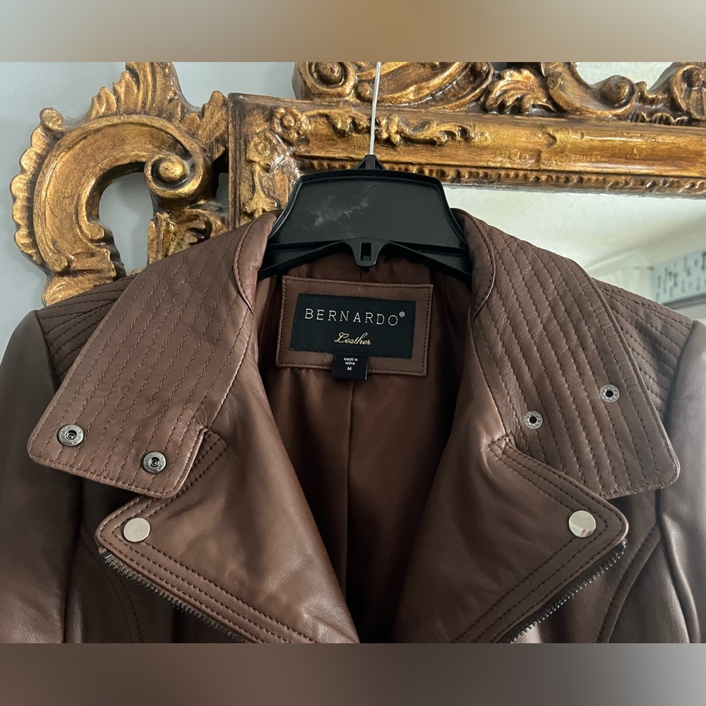 Bernardo Women's Brown Leather Jacket, Size M - Picture 2 of 5
